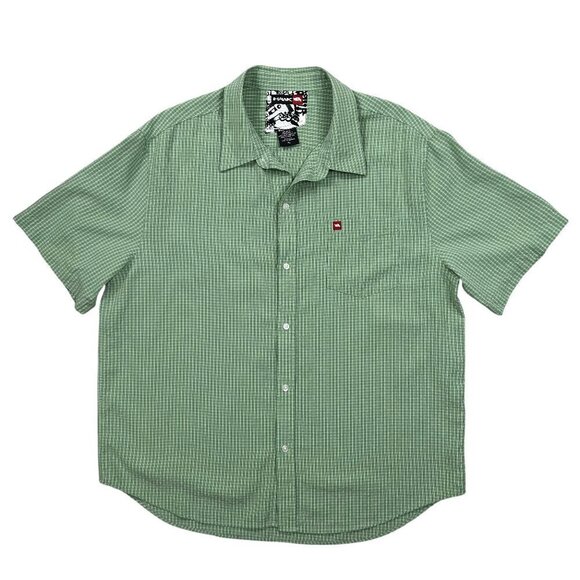 Tony Hawk Other - Tony Hawk Men's Green White Checked Button Front Short Sleeve Shirt Size XL